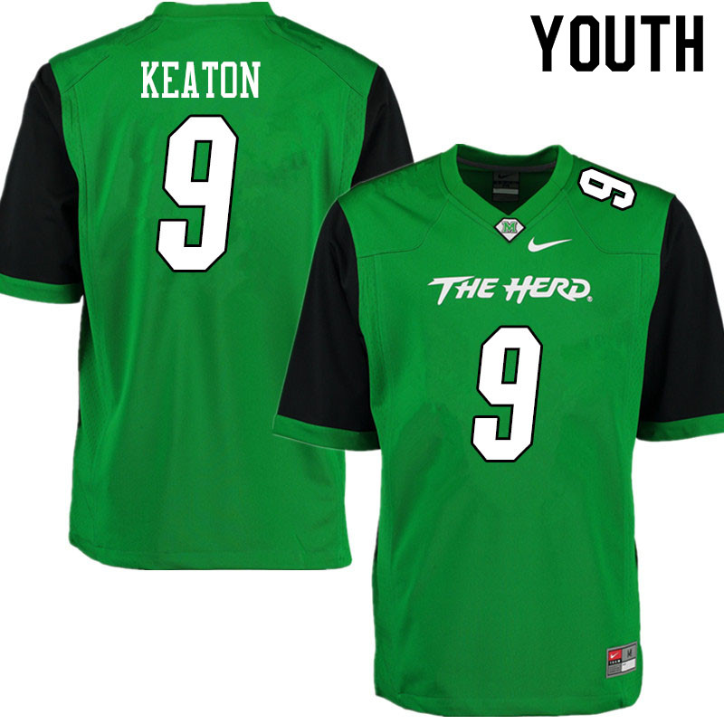 Youth #9 Talik Keaton Marshall Thundering Herd College Football Jerseys Sale-Gren - Click Image to Close